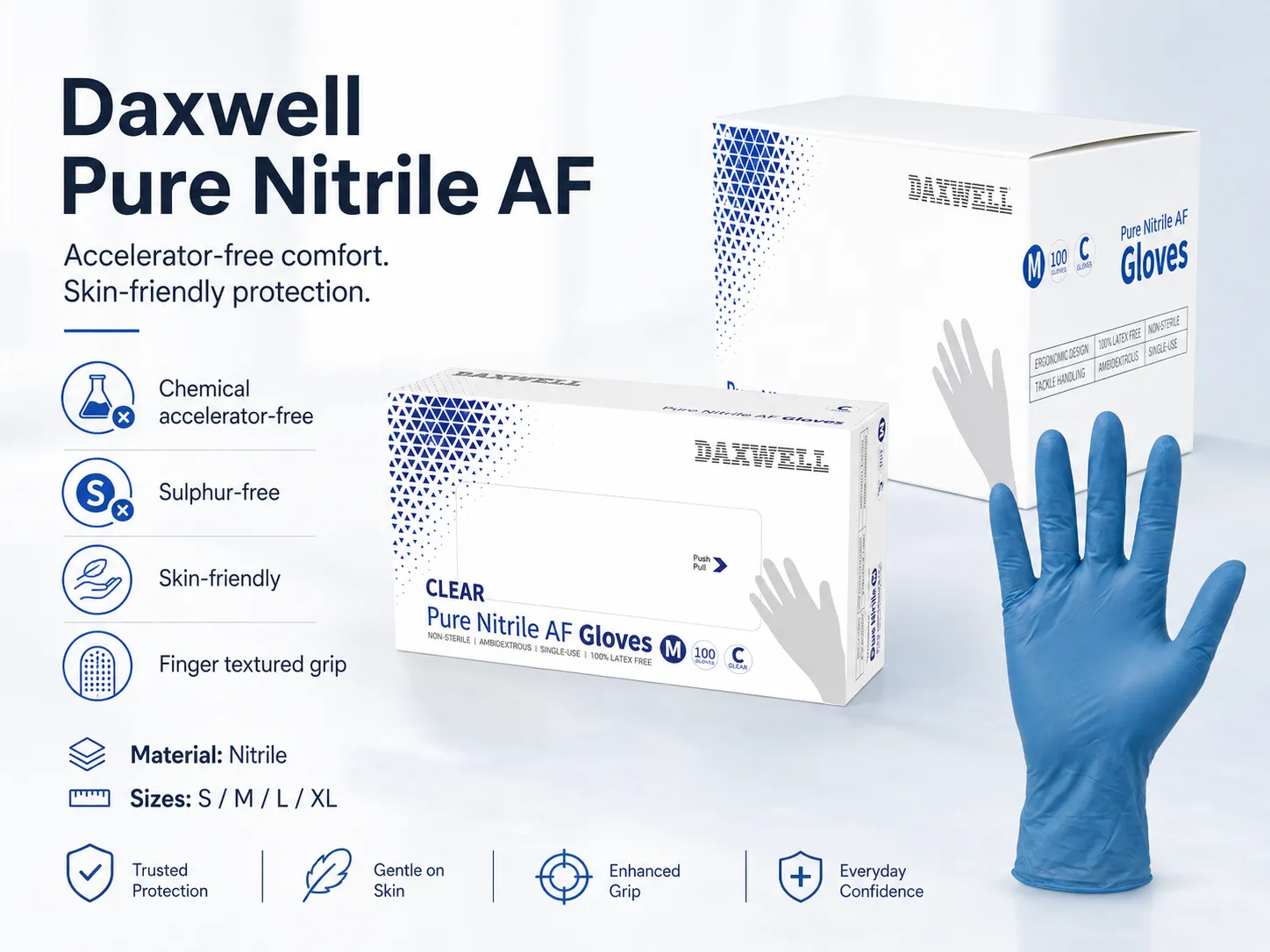 Nitrile Accelerator-Free Gloves Glove Pair View